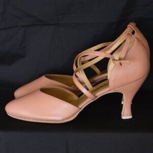 Dancesport Dusty Rose Leather Shoes With Straps